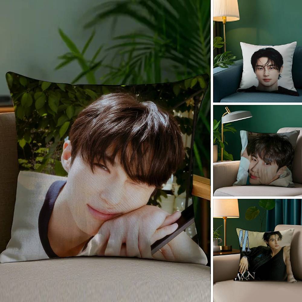 Creative Homewares Unisex B-Byeon Woo-Seok Korea Pillow Case Plush Fabric Soft Double Sided Print Sofa Cushion Cover Throw Pillow Covers