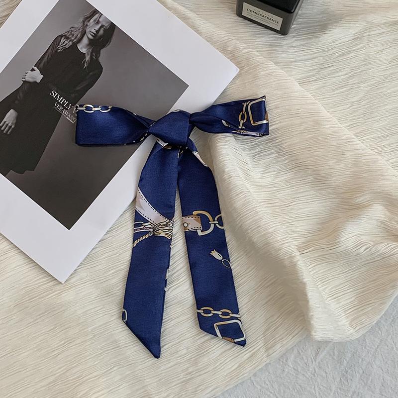 Long silk scarf, new thin and narrow decorative scarf, multi-purpose headscarf, headband, hair tie, bag streamer, gift box strap.