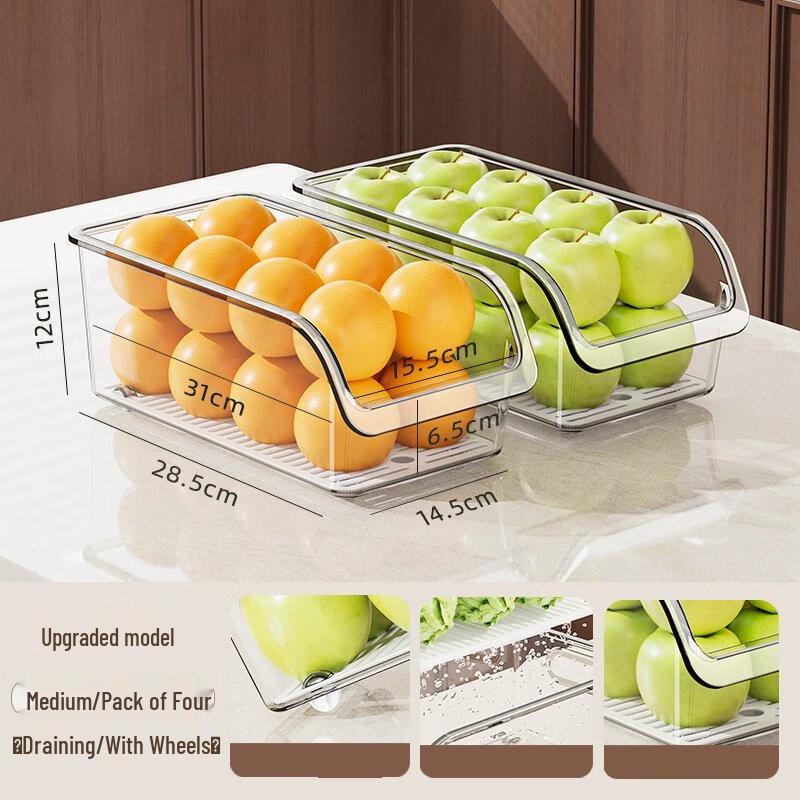 

ZISIZ Refrigerator Storage Bin with Upgraded Wheels