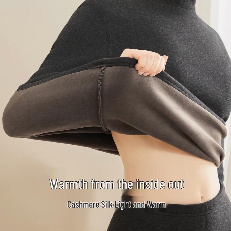 Mao Ren Women's Thickened Cashmere Blend Thermal Underwear Set with Knee Support