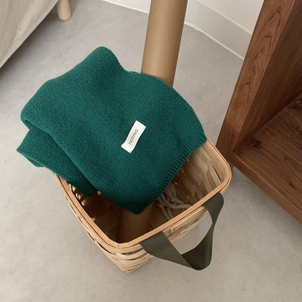 New Solid Color Flat Scarf for Winter Women's Knitted Wool Soft and Waxy Warm Scarf Korean Style Couple Versatile Fashion