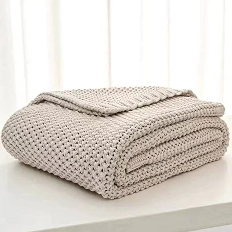 New Nordic Style Fringed Knitted Blanket Office Air Conditioner Lunch Break Blanket Wool Blanket Sofa Blanket Can Be D