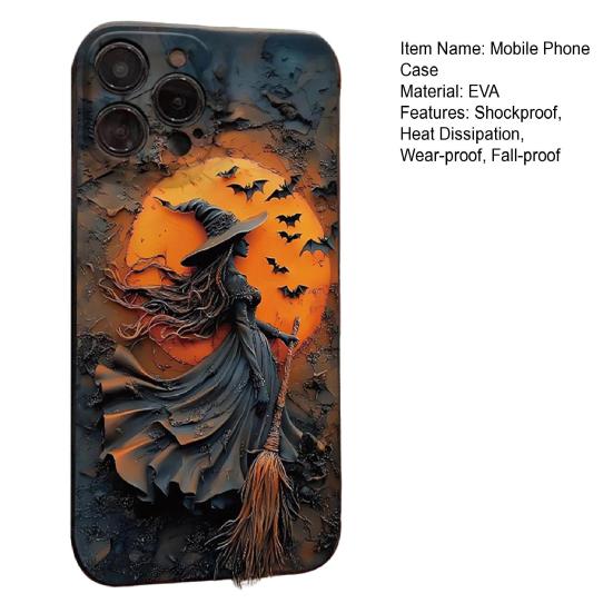 Halloween Witchy Phone Case for IPhone 16/15 Pro Max Shockproof Phone Cover with Hard PC & Soft TPU Anti-Scratch 360 Dgrees Protection Phone Acessary