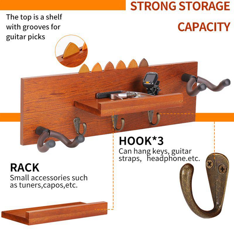 Wandmontierter Gitarrenaufhänger Holz Gitarren-Organizer Halter Platzsparend Bass-Organizer Halter Für Banjo Mandoline Ukulele Aufbewahrung