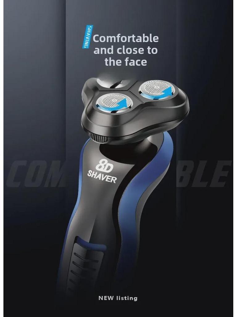 8D Multifunctional Men's Electric Shaver, Full-Body Washable, USB Car Charger Compatible
