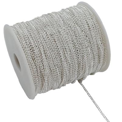 ZERONOWA Azuki Chain, Azuki Type, 100m, Handmade Accessory Parts (Silver/100m)