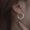 Vintage Silver Color Circle Charm Hoop Earrings for Women Jewelry Accessories