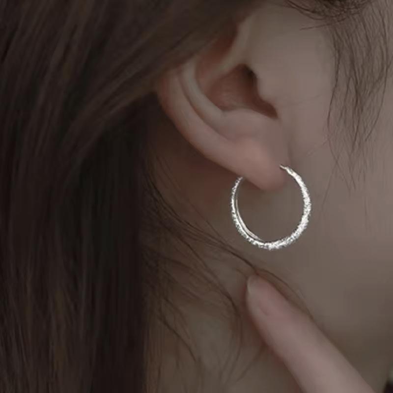 Vintage Silver Color Circle Charm Hoop Earrings for Women Jewelry Accessories