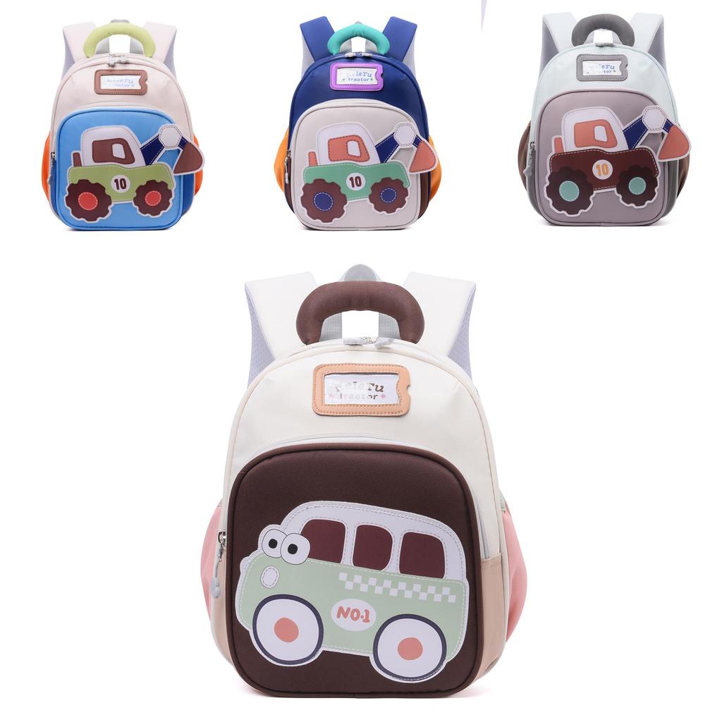 Kids Cartoon Car Backpack For Toddler Preschoolers With Oxford Fabric And Comfortable Shoulder Straps