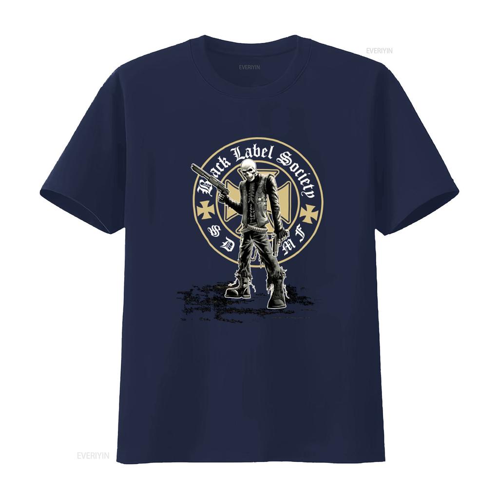 Nwot Black Label Society Band T Shirt Gothic Skull Print Rock Style Mens vintage Washed streetwear Breathable Versatile homme