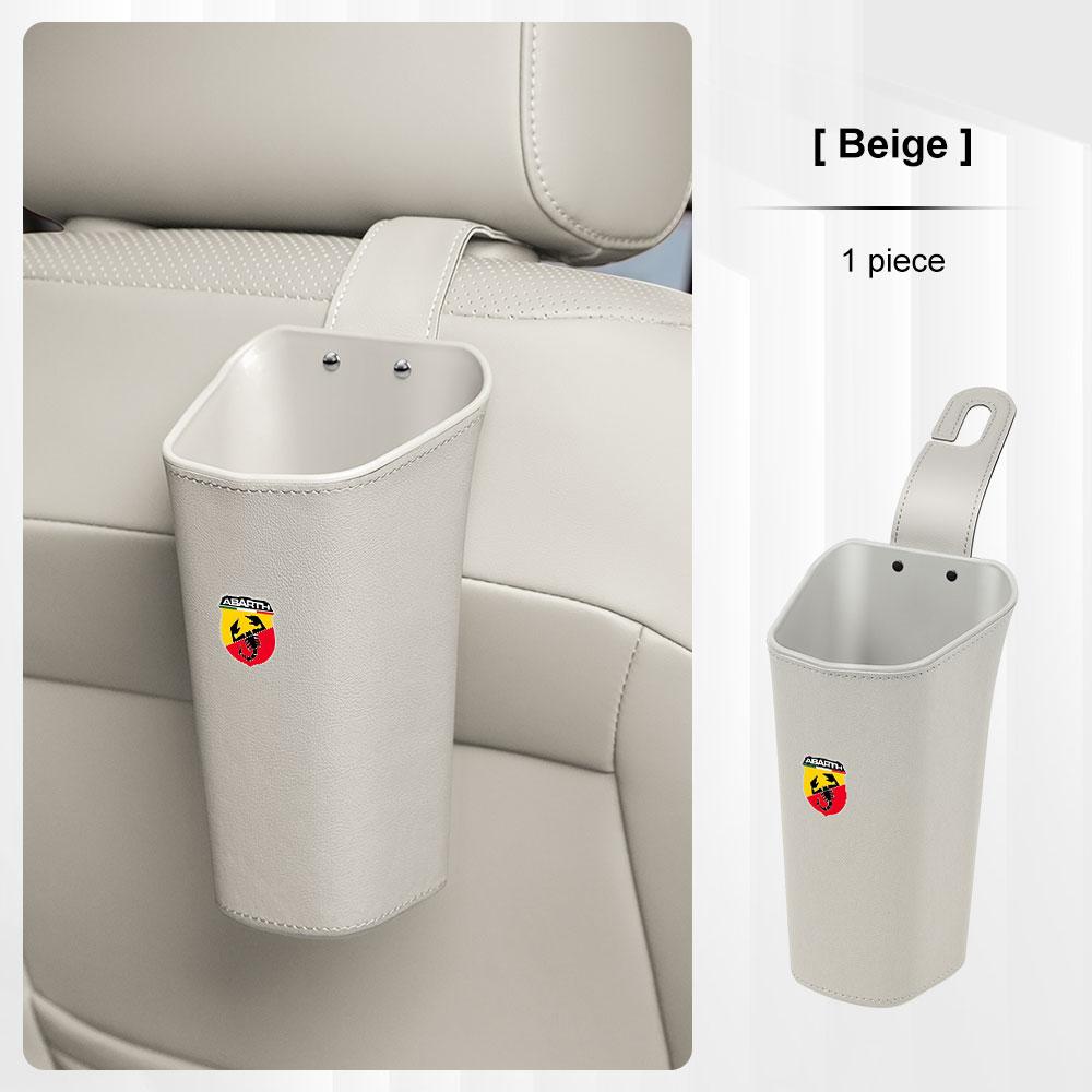 For Abarth 695 595 500 600e 124 500C 124 125 Leather Car Door Water Cup Holder Backrest Hanging Storage Box Waterproof Trash Can