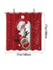 1Pc Santa Claus And Reindeer Print Waterproof Shower Curtain Shower Partition Hanging Curtain Door Curtain With 12 Hooks
