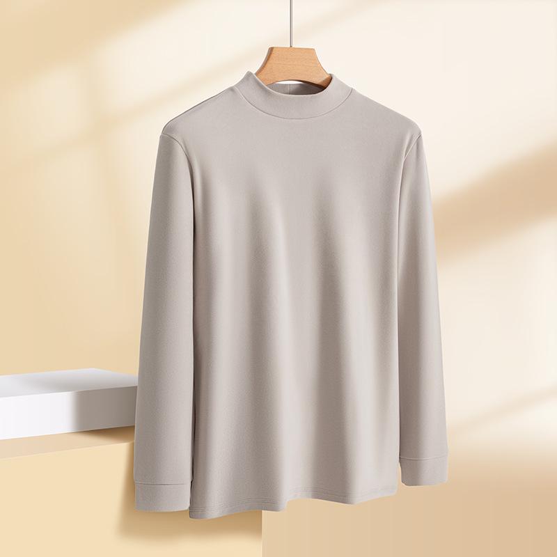 Men s Velvet Half-High Collar Long Sleeve Top - Soft, Warm, Autumn/Winter Fashion. XXL