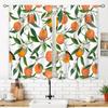 Orange Leaves Small Kitchen Curtains Allover Fruits Citru Window Treatment Leaves Rod Pocket Cafe Short Window Curtains for