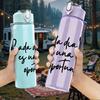 1PC Spanish Cursive Heart Quote 750ml Color Plastic Sports Water Bottle Leakproof Flip Straw Lid Suitable for Sports Office Home Use