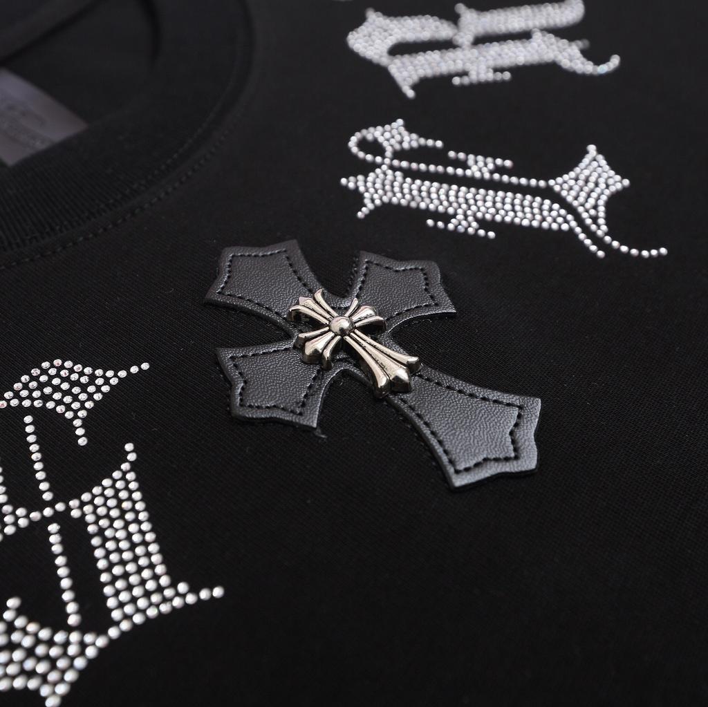 1958 CHROME HEARTS 2025 Summer New High Quality Cotton Round Neck Loose Large Size Men's and Women's T-shirt Couple T-shirt