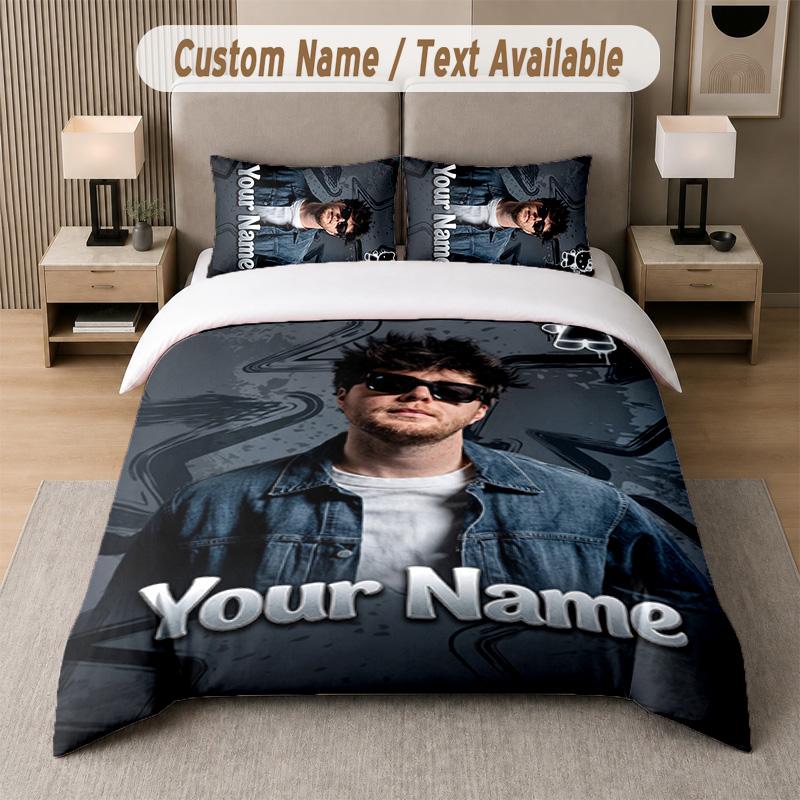 Alex Warren 3Pcs Bedding Set, Personalized Custom Name Text, 1 Duvet Cover & 2 Pillowcases For Bedroom