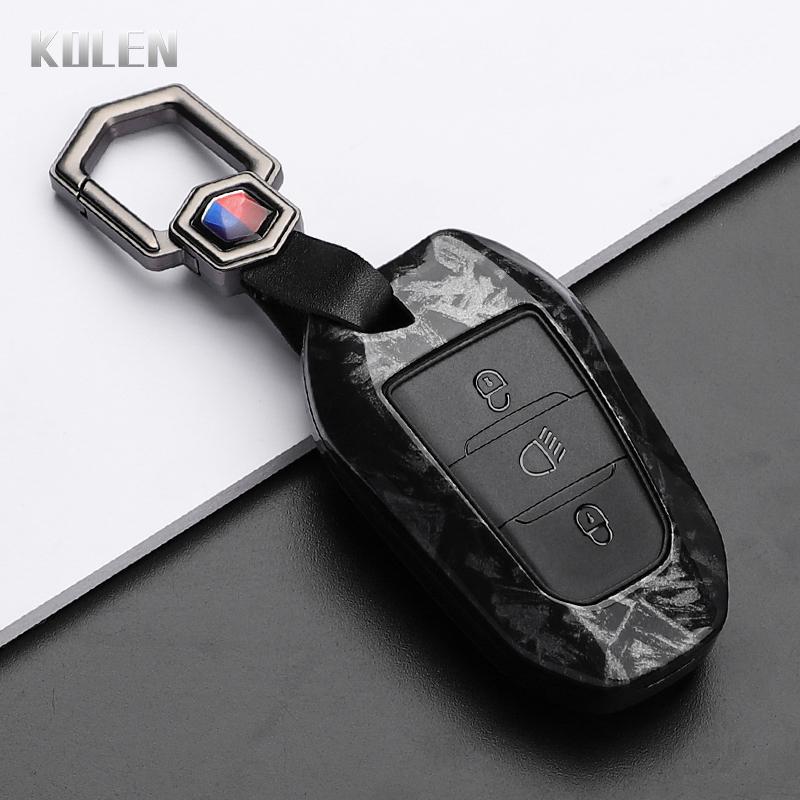 Abs Carbon Fiber Style Car Key Case Cover For Peugeot 207 208 3008 206 308 508 2008 407 5008 301 For Citroen C3 C4 C5 Berlingo