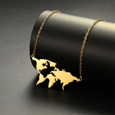Globe World Map Outline Pendant Necklace for Women Stainless Steel Earth Day Worldwide Outdoor Traveler Jewelry Gifts