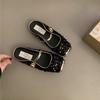 French Sequined Silver Baotou Half Slippers Spring and Summer Small Fragrance Temperament Mary Jane Single Shoes Flat Muller Shoes