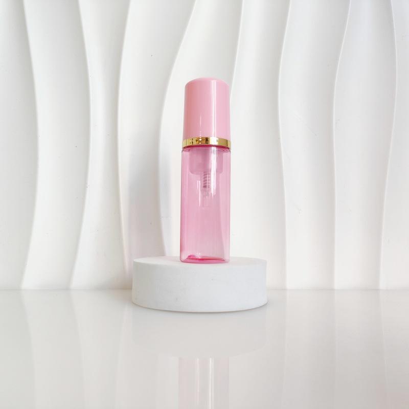 60ml Red Translucent Mousse Dispenser: Cosmetic Brush Foam Bottle for Face Wash and Travel Use