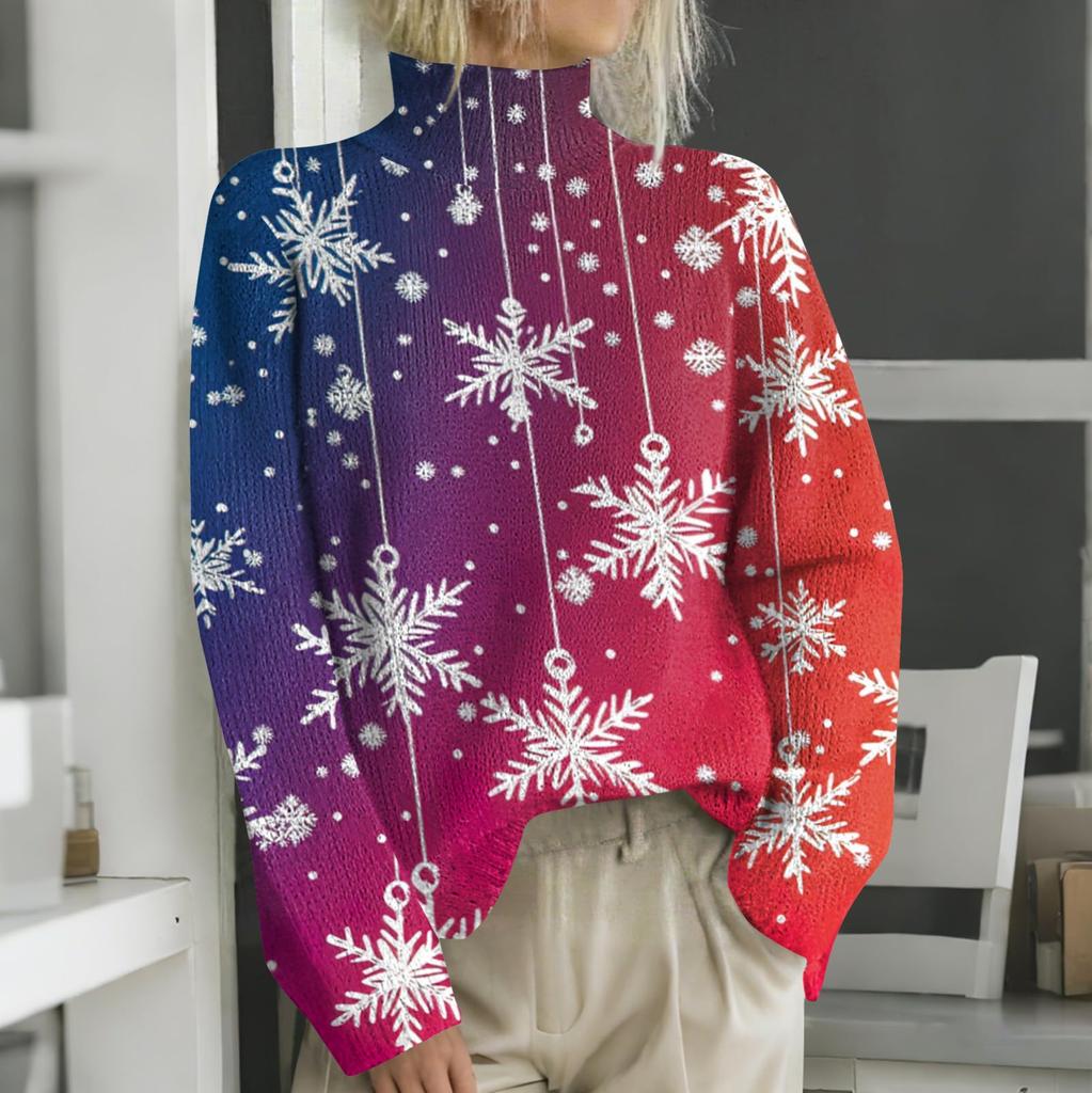 Christmas Sweatshirts For Women Knit Sweater Cute Shirt Fall Turtleneck Pullover Tops