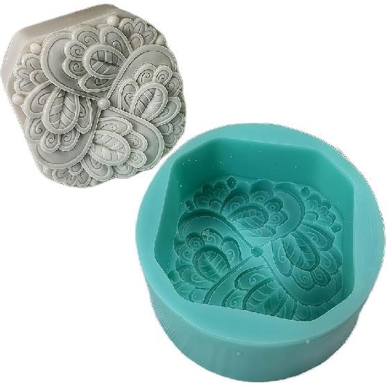 Hexagon Classical Pattern Soap Mold Candle Wax Molds,Decorated Epoxy Resin Aroma Plaster Diffuser Mould,DIY Silicone Mould for Handmade Soap Making