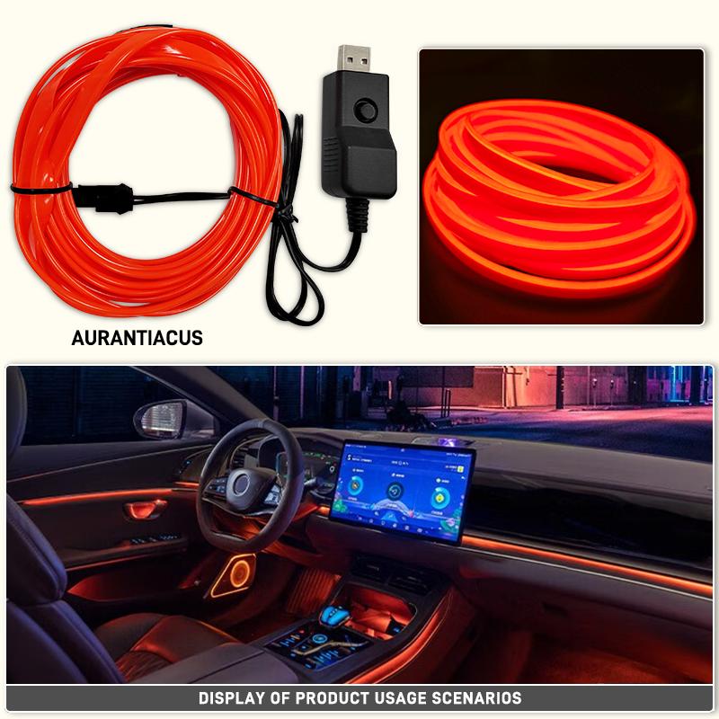 1/3/5M Car Interior Ambient Lights Dashboard Console DIY Flexible Neon Atmosphere Decorative Lamp LED EL Cold Light Strips