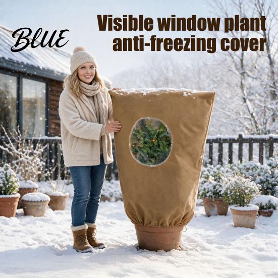 Winter Plant Care Equipment Cover with Round Window Zipper And Drawstring Non-Woven Indoor Outdoor Protection Fabric Frost Blanket for Shrubs Trees