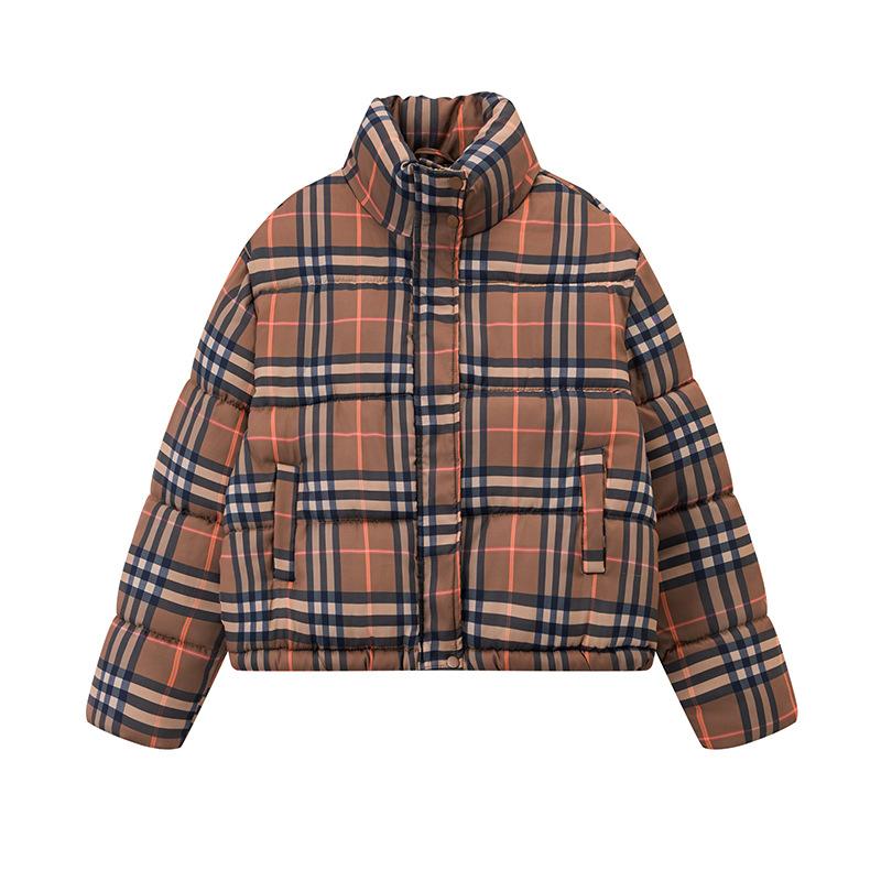 Winter New Korean Version Plaid Small Bread Clothes Jacket Thickened Warm Short Cotton Clothes