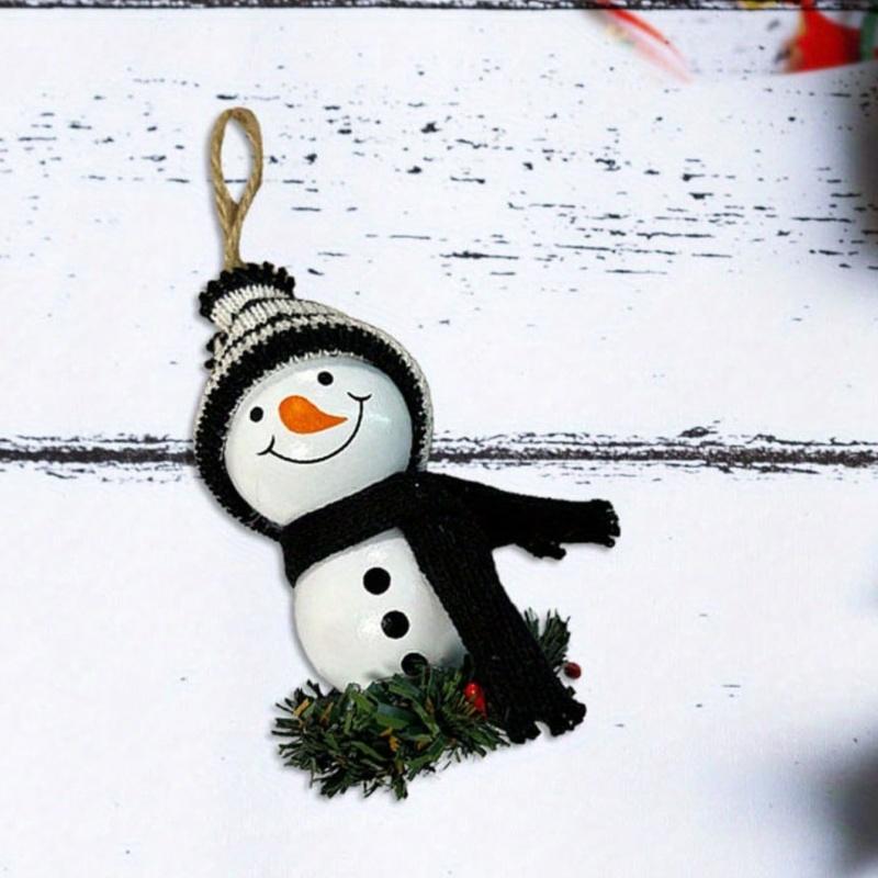 1Pc Christmas Wooden Bead Snowman Doll, Home Wall Hanging Ornament, Christmas Tree Wooden Pendant