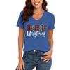 Merry Christmas Leopard Plaid Print Women Tshirts Xmas Holidays Short Sleeve Vneck Tee Christmas Letter Classic Style Tshirts
