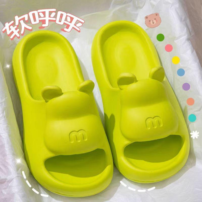 Bear Home Slippers Cartoon One-word Slippers Couple Summer Sandals Douyin Welfare Products