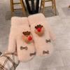 Thicken Bow Plush Gloves Full Finger Mittens Cute Gloves Creative Student Knitted Gloves  Female