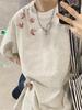 Cotton short-sleeved t-shirt women's print pattern literary niche design sense ins American retro oversize top tide