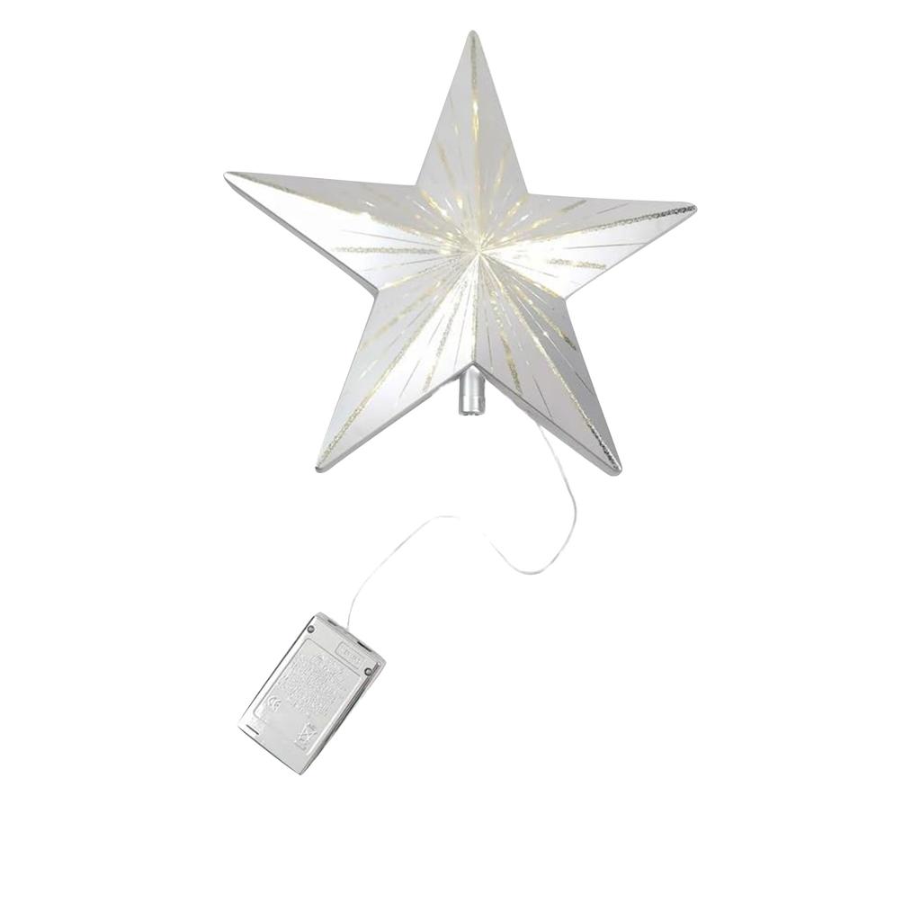 Night 11in Clip-On Christmas Tree Topper, Illuminated LED Acrylic Star With Sparkling Lights, Glowing Night Light For Holiday Decor