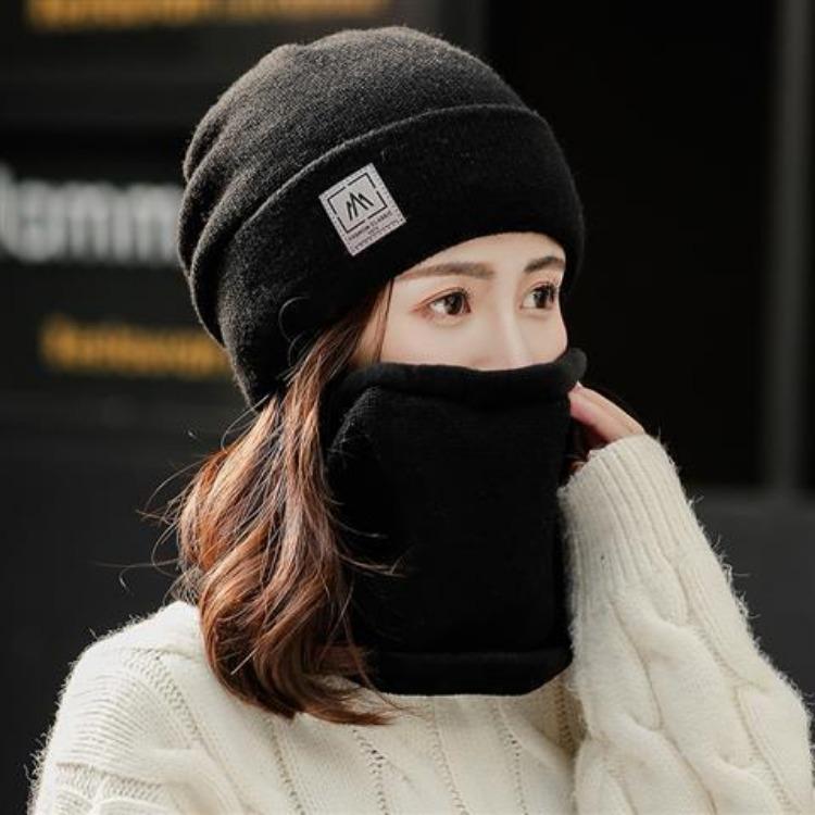 Hat Women's Winter Korean Edition Leisure Cycling Warm Anti Cold Ear Protection Women's Neck Knitted Hat Autumn and Winter