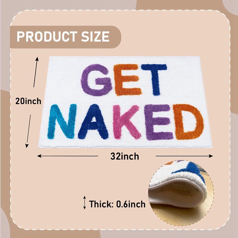 50x80cm Get Naked Bath Mat Non-Slip Quick Absorbent Funny Microfiber Bathroom Mat Get Naked Rug Funny Bathroom Decor Tufted Mats