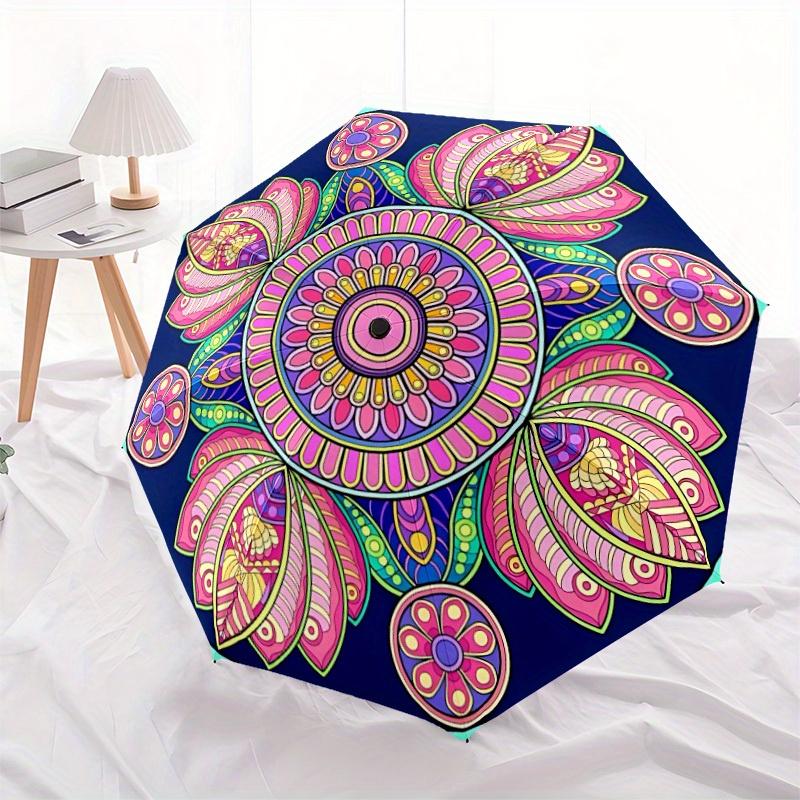 1pc Mandala Artwork Automatic Open/Close Umbrella, Portable Folding umbrella for Everyday Use yy250826037