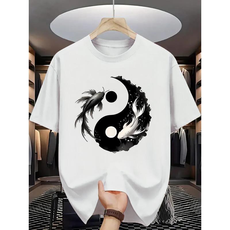 Men's Summer Short Sleeve T-Shirt with Letter '' Print - Casual Round Neck Breathable Top, Short Sleeve Summer, Machine Washable, Versatile for Casual