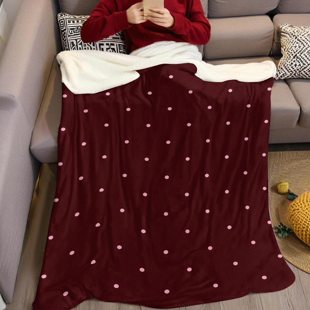 Burgundy Polka Dots Flannel Blanket Warm Soft Halloween Christmas Couch Warm Cozy Decorative Decor Gift for All Season