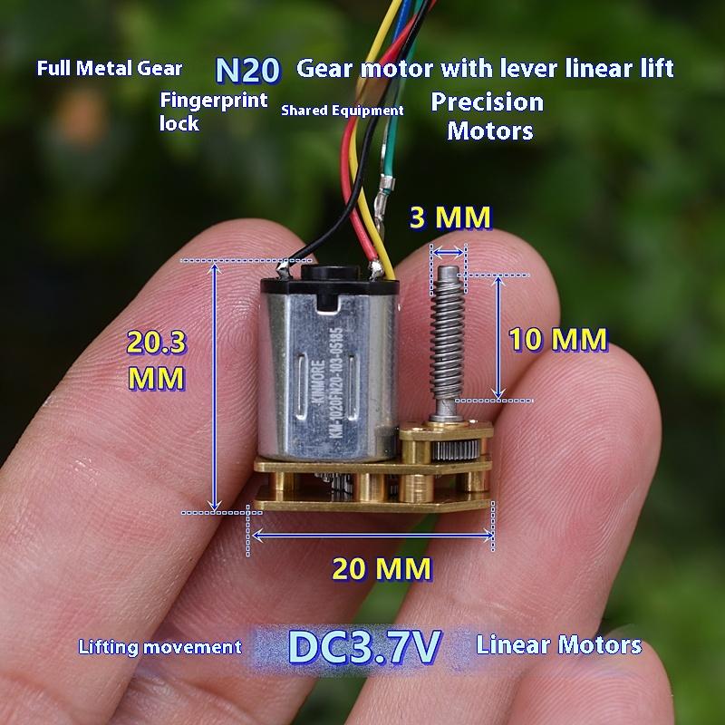 Dc 3V 3.7V Screw Shaft Micro N20 Full Metal Gear Motor Nut Moving Up Donw Gear Motor Diy Lock