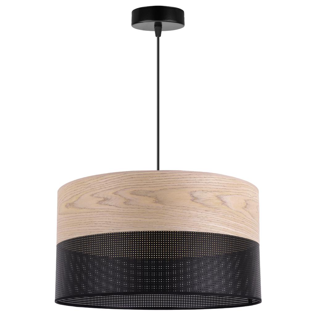 Single Hanging Lamp Classic Oak Veneer Lampshade 40Cm