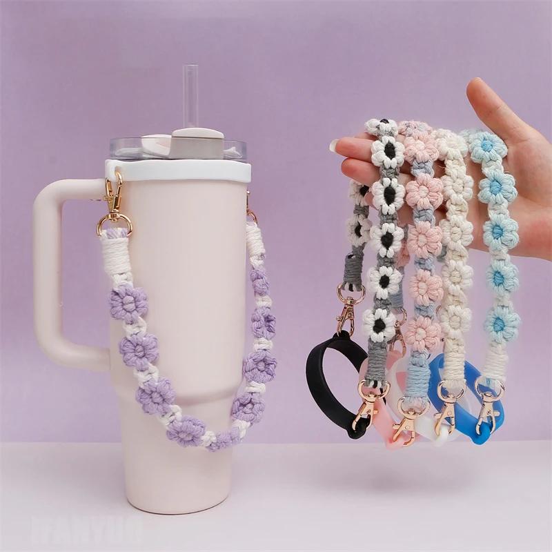 Hand-woven Hanging Bottle Sling Holder For Adjustable Water Cup Strap Elastic Band Design For Water Cup Accessories Gifts Decor