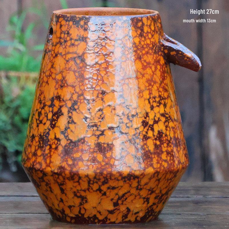 Tall Handmade Retro Chinese Hydroponic Ceramic Vase for Indoor Flower Arranging