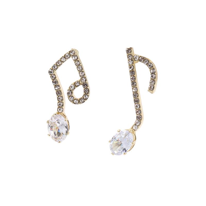 Dongdaemun Korean Music Character Full Diamond Stud Earrings - Elegant, Simple, Versatile, 318.