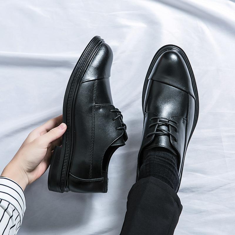 Fashionable Trendy Men's Spring Comfortable Lace Up Leather Shoes Brand Men's Refreshing and Breathable Gentleman Leather Shoes