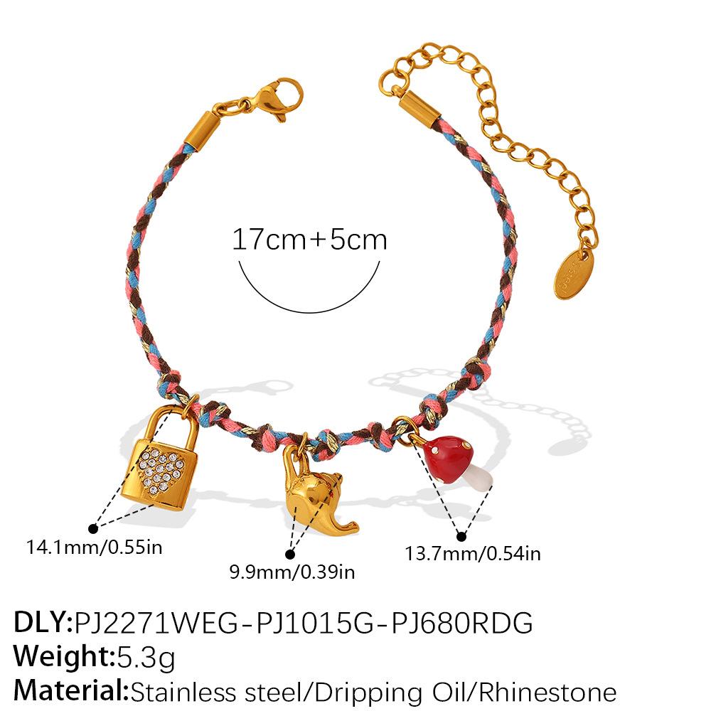 Summer Vacation Wind Dopamine Girl Heart Woven Color Rope Diy Diverse Pendant Bracelet Necklace Jewelry Set