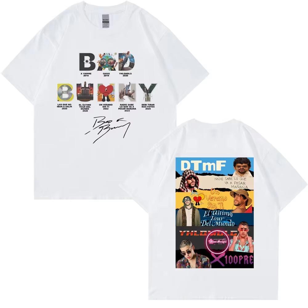 Bad Bunny Album Cover Graphic Hip Hop Tshirts Unisex Unisex Fashion Y2k Shirt Cotton Oversized Aesthetic Casual Oneck Hipster Top