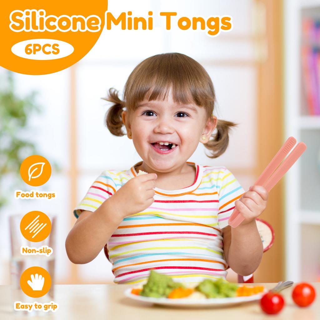 6 Stück Silikonzange Tragbar Kleine Servierzange Mini-Klammern Bunt für Vorspeisen Süßigkeiten Eiswürfel Snacks Küchenwerkzeuge